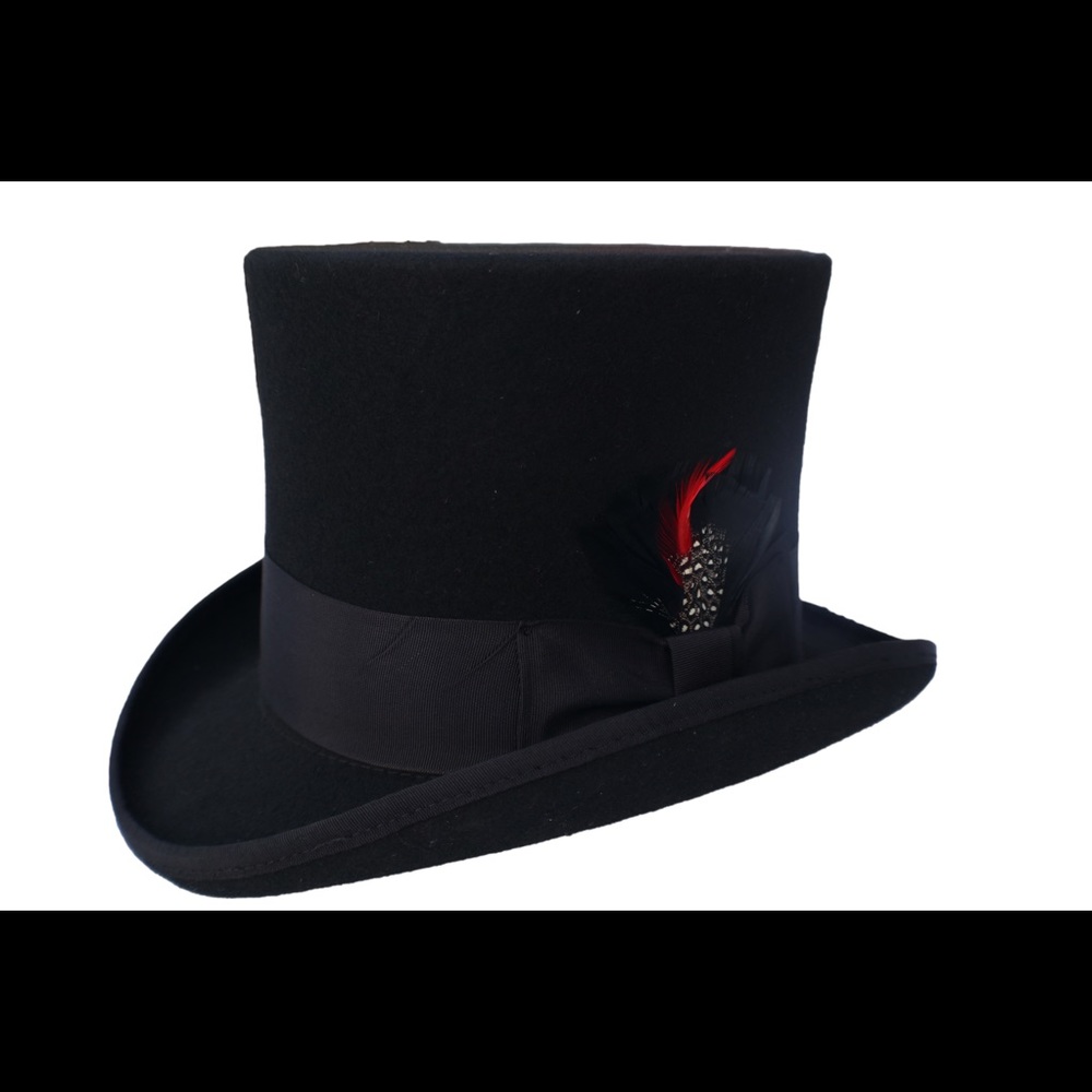 Elegant Men's Black Top Hat - 100% Wool